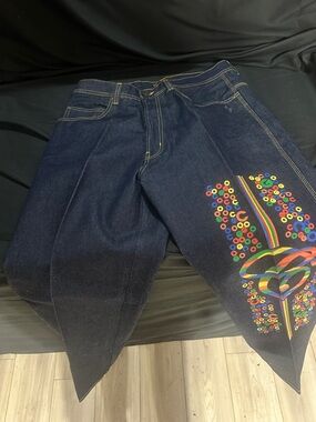 Risk jeans company embroidered jeans-Retro Y2K-size 34x32-#566